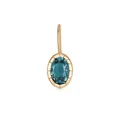 Detailed close-up view of an elegant oval golden pendant set with a deep blue teal gemstone - Dark Blue Zircon Pendant Only (Without Chain) / Gold