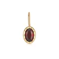Detailed view of an oval red birthstone pendant in a gold stainless steel frame. - Red Zircon Pendant Only (Without Chain) / Gold