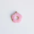 Close-up of pink marbled hollow flower pendant with gold-plated bail for DIY jewelry. - Pendant Only (Without Chain) (Pink Flower Pendant) / Pink