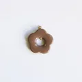Close-up of a brown hollow flower-shaped pendant for DIY necklace accessories. - Pendant Only (Without Chain) (Brown Flower Pendant) / Brown