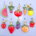 Detailed display of ten colorful fruit and vegetable drip oil stainless steel pendants. - Watermelon Pendant (1)