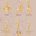 Exquisite 18k gold plated stainless steel zodiac sign charms for DIY jewelry making. - Aries Zodiac Pendant / Gold