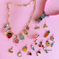 Variety of colorful enamel food and fruit charms for DIY jewelry making with gold chain - Pendant Only (Without Chain) - Ice Cream (1)