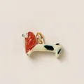 Ciondolo unico in ceramica a forma di bassotto con sciarpa rossa per gioielli fai-da-te - Ciondolo Bassotto con Sciarpa Rossa