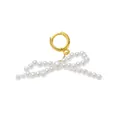 Elegante ciondolo a fiocco di perle con cerchio dorato per accessori moda fai-da-te e fai - Stile Fiocco di Perle (YKXS260412175GK) / Larghezza 25mm / Perla Sintetica Bianca