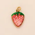Charming strawberry-shaped enamel charm with golden rim for summer DIY accessories - Strawberry Shape / Irregular Shaped Pendant
