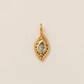 Elegante 18K vergulde roestvrijstalen hanger met schitterende druppel zirkonia - Veer / Goud