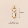 Minimalist stainless steel cat pendant with white enamel and measurements - White Cat