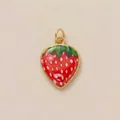 Breloque fraise d'été avec bordure en métal doré pour la création de bijoux DIY - Imprimé Fraise Coloré / Strawberry Shaped Pendant
