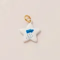 Chique witte sterbedel met blauw lachend wolkenpatroon voor DIY-sieraden maken - Witte Ster Regenwolk Hanger