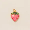Pendentif fraise décoratif d'été avec imprimé fleur de cœur élégant en finition dorée - Imprimé Fraise Rose / Strawberry Shaped Pendant