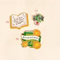 Enamel book and plant pins set for book lovers Bookworm - Pink Book Style(16)