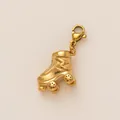 Breloque patin à roulettes en acier inoxydable plaqué or 18k avec fermoir pour DIY - Pendentif Patin à Roulettes Or