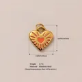 Détail d'un pendentif coeur en acier inoxydable doré avec dimensions et poids indiqués - Pendentif Émail Double Cœur Seul (Sans Chaîne)