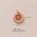 Détail d'un pendentif rond de 15 mm en acier inoxydable avec dimensions et poids - Pendentif Marron No 16