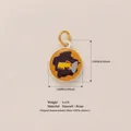 Round warm orange enamel fruit food series DIY pendant with brass ring accessory - Round Bread Pendant (YKXS26041265GK) / 1 Piece