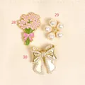 Set of three elegant enamel flower and pearl bow brooches for women's clothing - Pearl Bow Style(30)