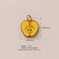 Detailed apple slice charm pendant made of brass and yellow enamel with measurements - Apple Pendant (YKXS26041265GK)
