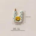Handmade U-shaped enamel smiley face pendant with blue polka dots for DIY jewelry - No. 5 Plastic Bag Pendant