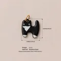 Ciondolo gatto bianco e nero in acciaio inossidabile con anello oro 18 carati - Ciondolo Gatto Mucca (N. 5)