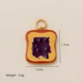 Creative miniature toast charm with purple blueberry jam and a golden jump ring - Blueberry Jam Bread Pendant (YKXS26041265GK)