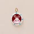 Detailed view of a cute white rabbit pendant charm for DIY shoe decoration and jewelry - Wavy Edge Pendant / White Rabbit