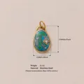 Pendentif ovale artistique en émail vert et bleu en acier inoxydable doré pour le DIY - Pendentif goutte