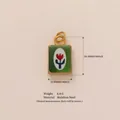 Pendaglio quadrato in acciaio inossidabile placcato oro con motivo tulipano rosso - Stile Quadrato Verde Rosa (YKXS26041257GK)