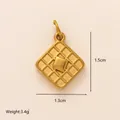 Quadratischer Gitter-Anhänger aus 18k vergoldetem Edelstahl für DIY-Schmuckzubehör - Schokoladenbraun