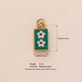 Pendentif rectangulaire en acier inoxydable doré avec imprimé floral vert - Style Fleur Vert Clair (YKXS26041257GK)