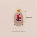 Pendentif tulipe en acier inoxydable plaqué or 18k pour bijoux DIY - Style Lotus Rouge (YKXS26041257GK)
