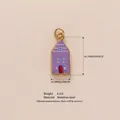 Pendentif en acier inoxydable imprimé en forme de maison violette avec détails de taille - Style Maison Violet (YKXS26041257GK)