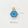 Pendentif hexagonal en acier inoxydable avec motif d'étoile bleue et bordure dorée finie - Style Polygone Fleur Bleue (YKXS26041257GK)