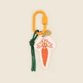 Minimalist hand-drawn carrot keychain bag charm with orange carabiner and green cord - Carrot Pendant