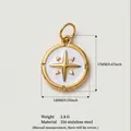 Pendentif boussole minimaliste en acier inoxydable doré 18 carats et émail blanc - Pendentif Boussole Étoile