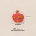 Rosafarbener Herzanhänger mit goldener Sonne und Stern, Edelstahl-Charm für DIY-Schmuck - Nur Anhänger (Keine Kette) / Pink Sonne Stern Stil