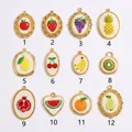 Detailed view of 12 various fruit embroidery charms numbered for easy selection - Apple Pendant