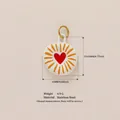 Zierlicher Anhänger aus weißem Emaille-Herz-Edelstahl mit orangefarbenem Sonnenstrahl-Design - Nur Anhänger (Keine Kette) / Strahlendes Herz Nur