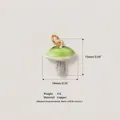 Vista detallada del colgante de hongo de cobre verde con dimensiones y especificaciones - Colgante Seta Cian No 21 / 15x14mm / Verde Turquesa