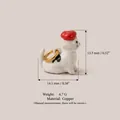 Detailed view of cat charm with red beret, copper material, and size measurements - Pendant Only (Without Chain) - Pink Hat Cat
