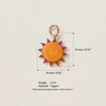 Vista detallada de las dimensiones del dije de sol de cobre para la creación de joyería DIY - Estilo 5 Colgante Sol / 14x14mm / Degradado naranja rojo