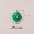 Detailed view of a green floral zircon pendant with copper material and size info. - Resin Green Flower Pendant Only (Without Chain) / Green