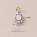 Hand-painted copper round charm pendant for DIY jewelry making accessories 14mm size - White and Pink Pendant Only (Without Chain) No.12