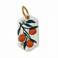 Hand-painted orange fruit ceramic pendant in stainless steel for DIY jewelry making projects. - Single Pendant (No Chain) / Orange Pendant
