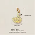 Pendentif cygne en émail jaune fait main avec boucle dorée, taille 11x16mm pour bijoux - Style 5 Pendentif Cygne