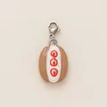 Vue détaillée d'un pendentif en forme de hot-dog avec fermoir mousqueton pour bijoux DIY - Hot-dog / Hot-dog Brun