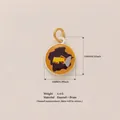 Détail du pendentif en émail et laiton avec les spécifications de taille - 1 Pendentif Pain Rond / 14x10mm / Petit Pain Jaune Brun