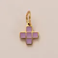Colgante de cruz de esmalte morado con baño de oro de 18 quilates para joyería DIY. - Cruz Púrpura