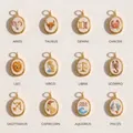 Complete set van twaalf geborduurde sterrenbeeldhangers in gouden frames. - Ram (Pendant Only (Without Chain)) / Goud