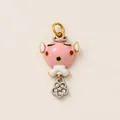 Lindo dije de pez de esmalte rosa con colgante de flor brillante para joyería DIY - Ángel